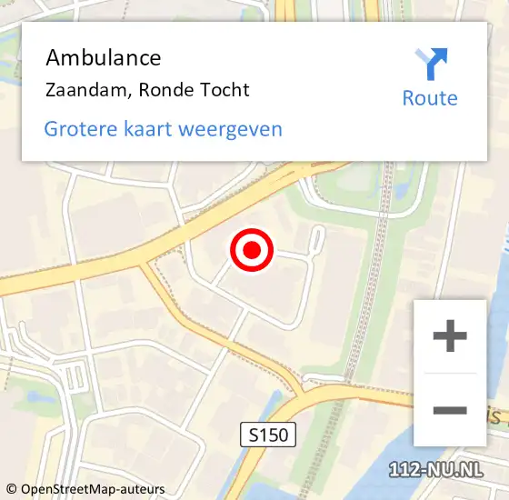 Locatie op kaart van de 112 melding: Ambulance Zaandam, Ronde Tocht op 25 november 2021 13:09