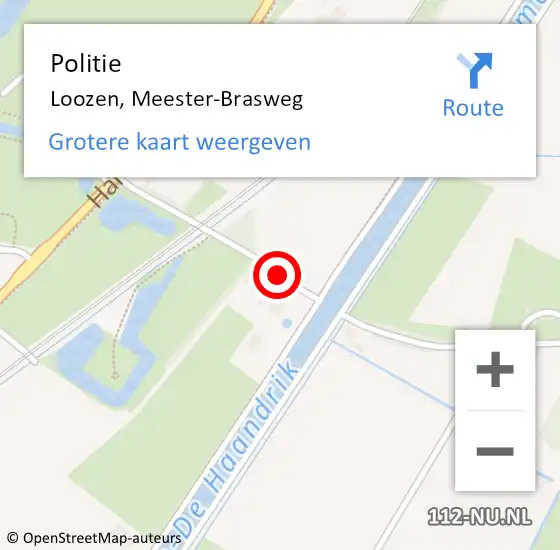 Locatie op kaart van de 112 melding: Politie Loozen, Meester-Brasweg op 25 november 2021 13:14