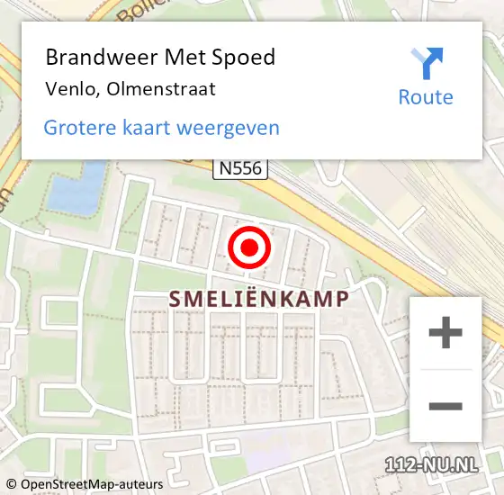 Locatie op kaart van de 112 melding: Brandweer Met Spoed Naar Venlo, Olmenstraat op 25 november 2021 13:26