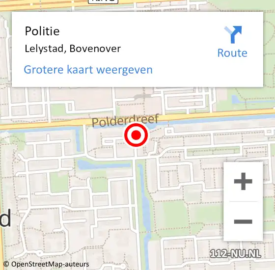Locatie op kaart van de 112 melding: Politie Lelystad, Bovenover op 25 november 2021 13:26