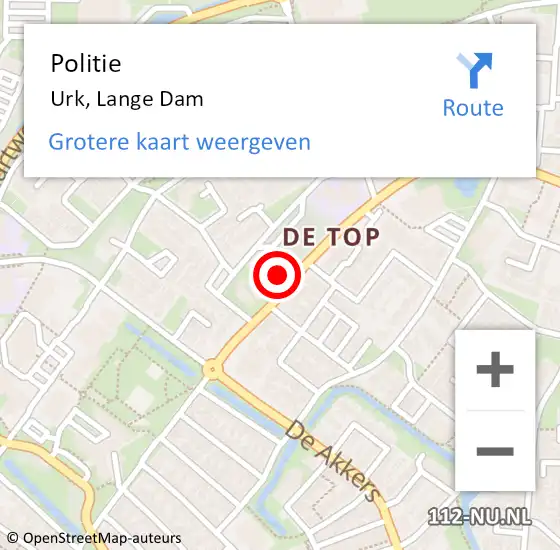 Locatie op kaart van de 112 melding: Politie Urk, Lange Dam op 25 november 2021 13:40