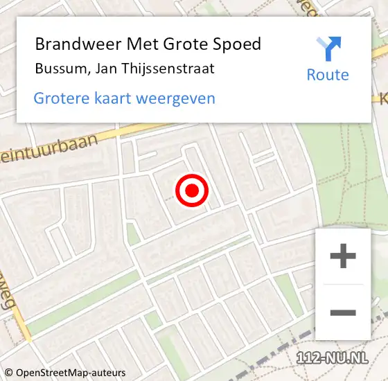 Locatie op kaart van de 112 melding: Brandweer Met Grote Spoed Naar Bussum, Jan Thijssenstraat op 25 november 2021 13:40