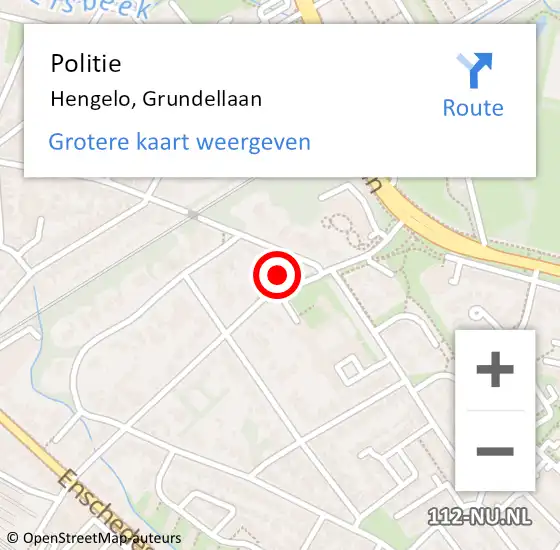 Locatie op kaart van de 112 melding: Politie Hengelo, Grundellaan op 25 november 2021 13:42