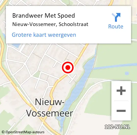 Locatie op kaart van de 112 melding: Brandweer Met Spoed Naar Nieuw-Vossemeer, Schoolstraat op 25 november 2021 14:02