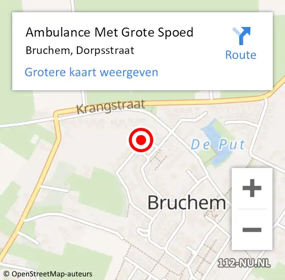 Locatie op kaart van de 112 melding: Ambulance Met Grote Spoed Naar Bruchem, Dorpsstraat op 25 november 2021 14:08