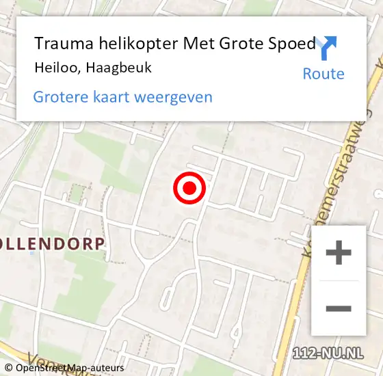 Locatie op kaart van de 112 melding: Trauma helikopter Met Grote Spoed Naar Heiloo, Haagbeuk op 25 november 2021 15:00