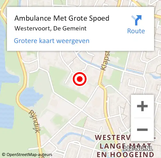 Locatie op kaart van de 112 melding: Ambulance Met Grote Spoed Naar Westervoort, De Gemeint op 25 november 2021 15:03
