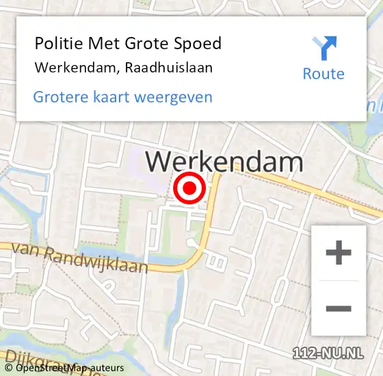 Locatie op kaart van de 112 melding: Politie Met Grote Spoed Naar Werkendam, Raadhuislaan op 25 november 2021 15:09