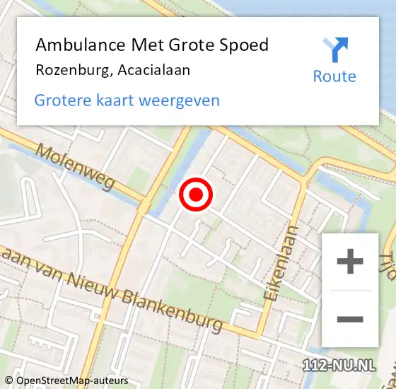 Locatie op kaart van de 112 melding: Ambulance Met Grote Spoed Naar Rozenburg, Acacialaan op 25 november 2021 15:22