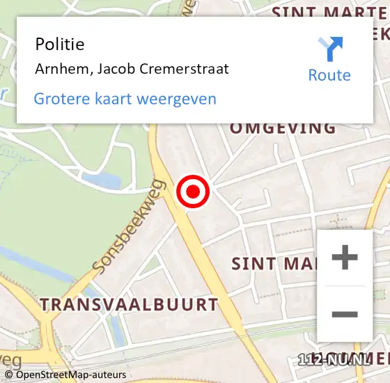 Locatie op kaart van de 112 melding: Politie Arnhem, Jacob Cremerstraat op 25 november 2021 15:32