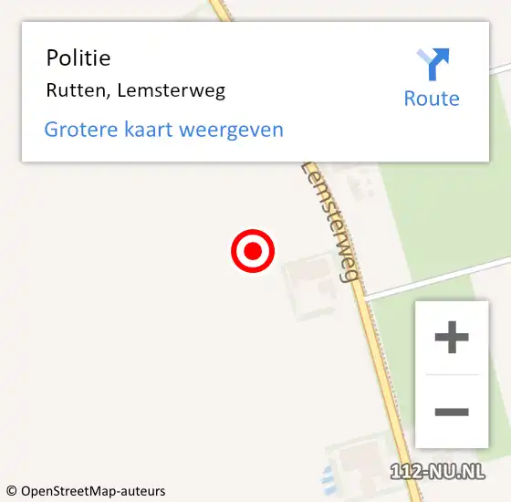 Locatie op kaart van de 112 melding: Politie Rutten, Lemsterweg op 25 november 2021 15:32