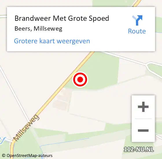 Locatie op kaart van de 112 melding: Brandweer Met Grote Spoed Naar Beers, Millseweg op 25 november 2021 16:02