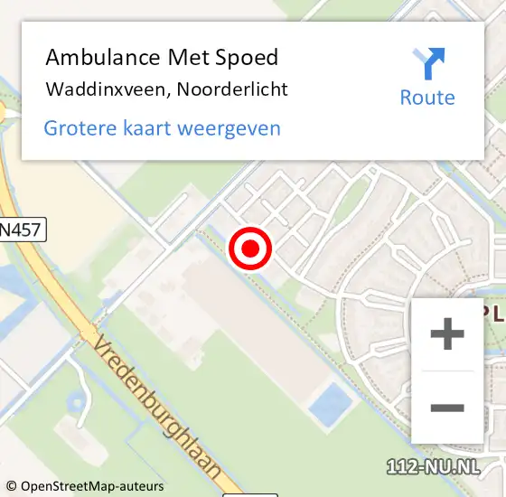 Locatie op kaart van de 112 melding: Ambulance Met Spoed Naar Waddinxveen, Noorderlicht op 25 november 2021 16:07