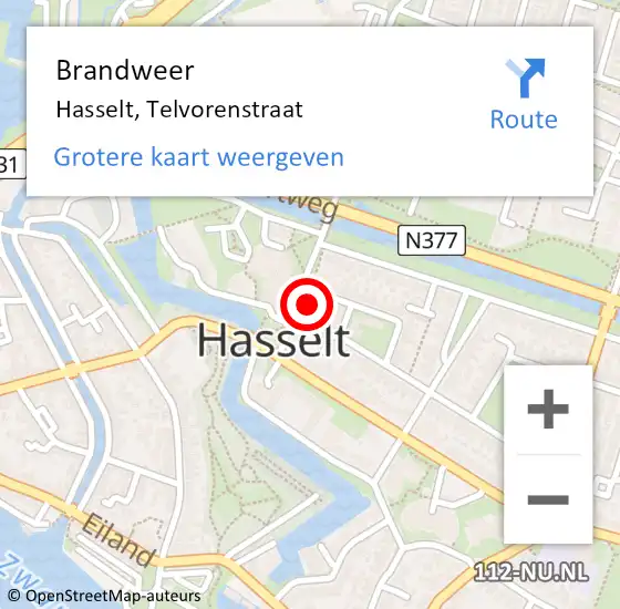 Locatie op kaart van de 112 melding: Brandweer Hasselt, Telvorenstraat op 25 november 2021 16:13
