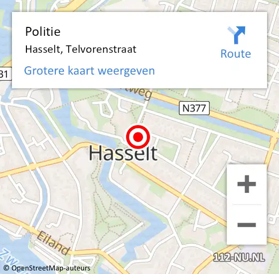 Locatie op kaart van de 112 melding: Politie Hasselt, Telvorenstraat op 25 november 2021 16:17
