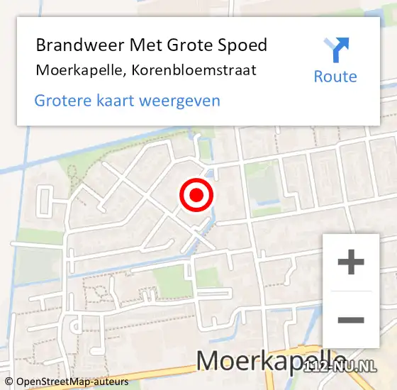 Locatie op kaart van de 112 melding: Brandweer Met Grote Spoed Naar Moerkapelle, Korenbloemstraat op 25 november 2021 16:21