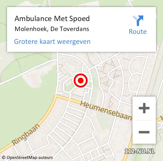 Locatie op kaart van de 112 melding: Ambulance Met Spoed Naar Molenhoek, De Toverdans op 25 november 2021 16:30