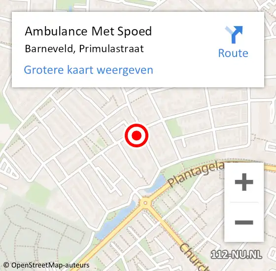 Locatie op kaart van de 112 melding: Ambulance Met Spoed Naar Barneveld, Primulastraat op 25 november 2021 16:38