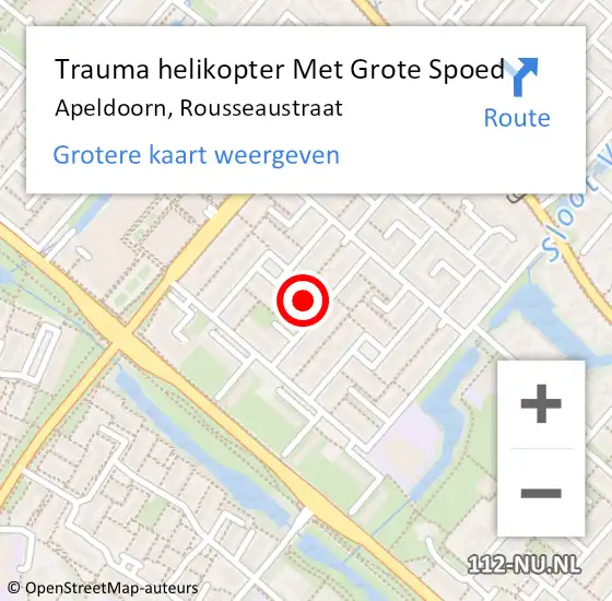 Locatie op kaart van de 112 melding: Trauma helikopter Met Grote Spoed Naar Apeldoorn, Rousseaustraat op 25 november 2021 16:43