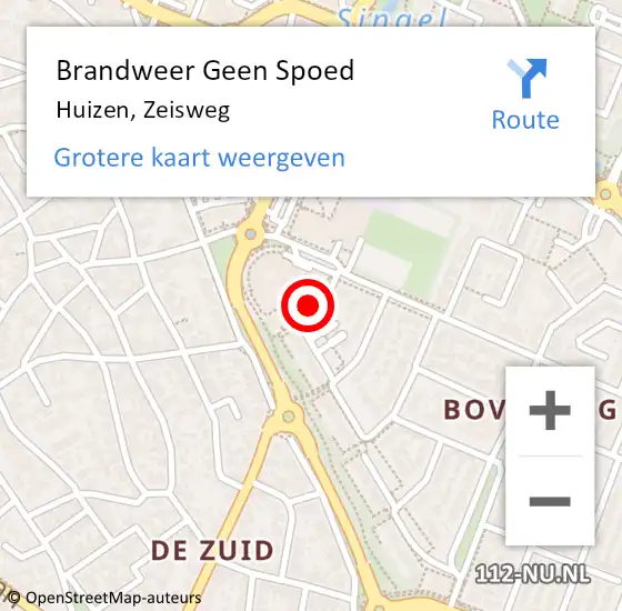 Locatie op kaart van de 112 melding: Brandweer Geen Spoed Naar Huizen, Zeisweg op 25 november 2021 17:05