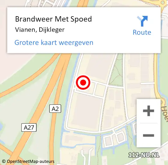 Locatie op kaart van de 112 melding: Brandweer Met Spoed Naar Vianen, Dijkleger op 25 november 2021 17:08