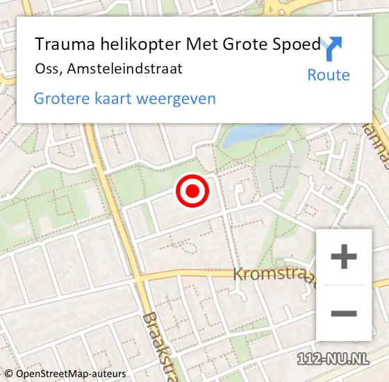 Locatie op kaart van de 112 melding: Trauma helikopter Met Grote Spoed Naar Oss, Amsteleindstraat op 25 november 2021 17:35