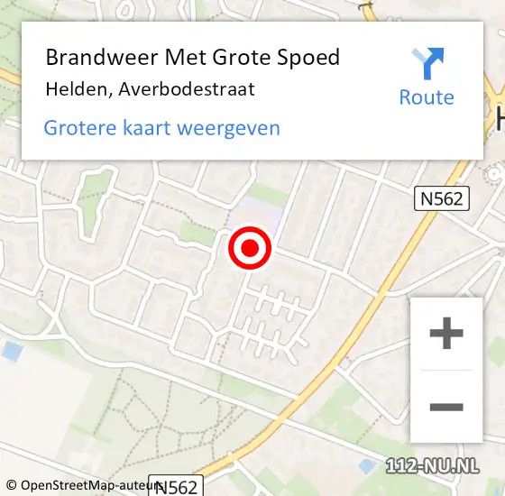 Locatie op kaart van de 112 melding: Brandweer Met Grote Spoed Naar Helden, Averbodestraat op 25 november 2021 17:41