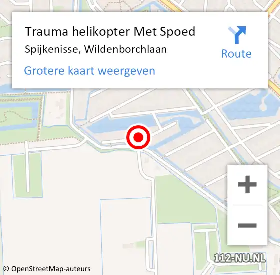 Locatie op kaart van de 112 melding: Trauma helikopter Met Spoed Naar Spijkenisse, Wildenborchlaan op 25 november 2021 17:42