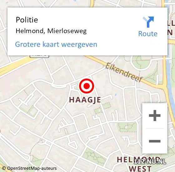 Locatie op kaart van de 112 melding: Politie Helmond, Mierloseweg op 25 november 2021 17:57