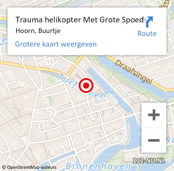 Locatie op kaart van de 112 melding: Trauma helikopter Met Grote Spoed Naar Hoorn, Buurtje op 25 november 2021 18:05