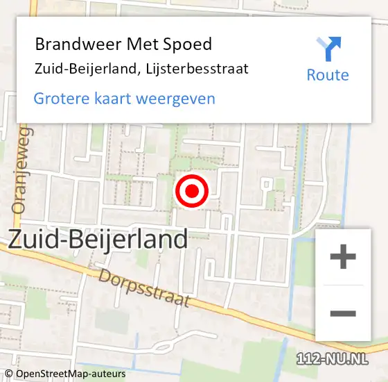 Locatie op kaart van de 112 melding: Brandweer Met Spoed Naar Zuid-Beijerland, Lijsterbesstraat op 25 november 2021 18:10