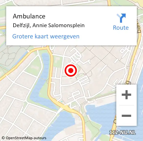 Locatie op kaart van de 112 melding: Ambulance Delfzijl, Annie Salomonsplein op 30 juni 2014 13:47