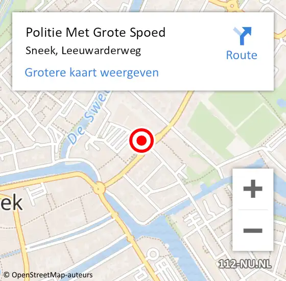 Locatie op kaart van de 112 melding: Politie Met Grote Spoed Naar Sneek, Leeuwarderweg op 25 november 2021 18:11