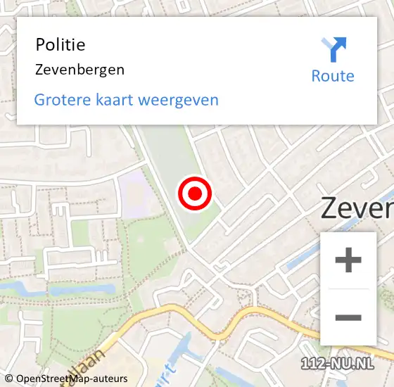 Locatie op kaart van de 112 melding: Politie Zevenbergen op 25 november 2021 18:19