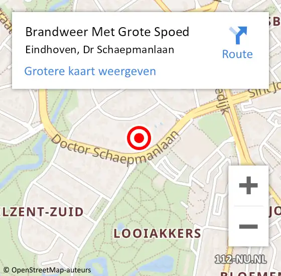 Locatie op kaart van de 112 melding: Brandweer Met Grote Spoed Naar Eindhoven, Dr Schaepmanlaan op 25 november 2021 18:31