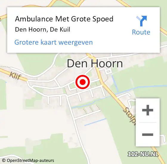 Locatie op kaart van de 112 melding: Ambulance Met Grote Spoed Naar Den Hoorn, De Kuil op 25 november 2021 18:56