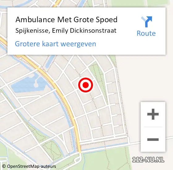 Locatie op kaart van de 112 melding: Ambulance Met Grote Spoed Naar Spijkenisse, Emily Dickinsonstraat op 25 november 2021 19:03