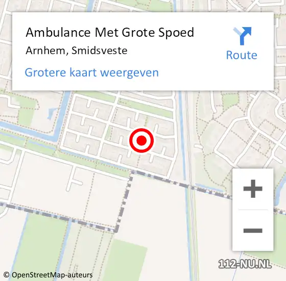 Locatie op kaart van de 112 melding: Ambulance Met Grote Spoed Naar Arnhem, Smidsveste op 25 november 2021 19:13