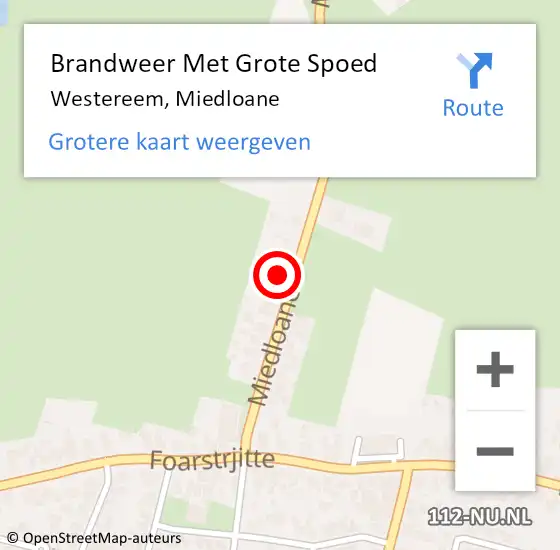 Locatie op kaart van de 112 melding: Brandweer Met Grote Spoed Naar Westereem, Miedloane op 25 november 2021 19:14