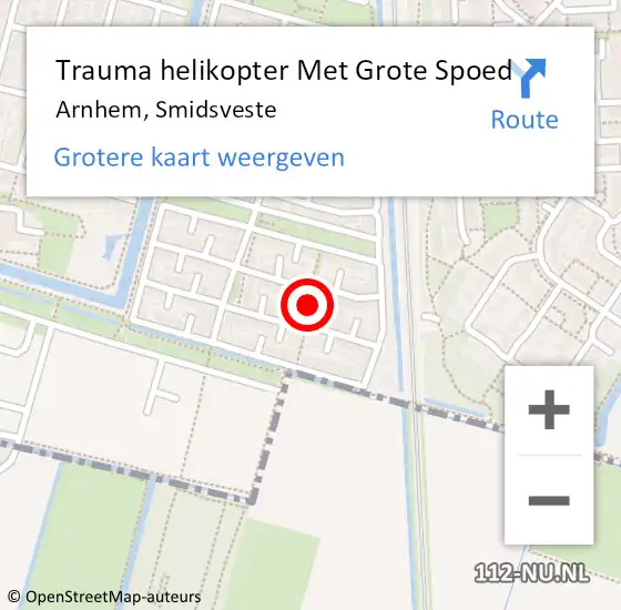 Locatie op kaart van de 112 melding: Trauma helikopter Met Grote Spoed Naar Arnhem, Smidsveste op 25 november 2021 19:15