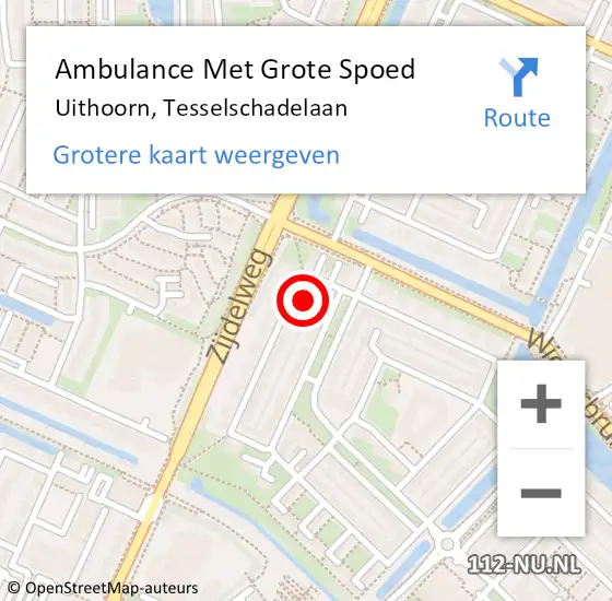 Locatie op kaart van de 112 melding: Ambulance Met Grote Spoed Naar Uithoorn, Tesselschadelaan op 25 november 2021 19:23
