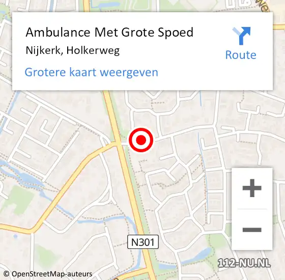 Locatie op kaart van de 112 melding: Ambulance Met Grote Spoed Naar Nijkerk, Holkerweg op 25 november 2021 19:26