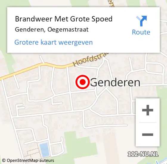 Locatie op kaart van de 112 melding: Brandweer Met Grote Spoed Naar Genderen, Oegemastraat op 25 november 2021 19:31