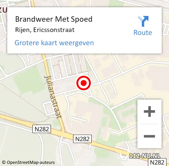 Locatie op kaart van de 112 melding: Brandweer Met Spoed Naar Rijen, Ericssonstraat op 25 november 2021 19:53