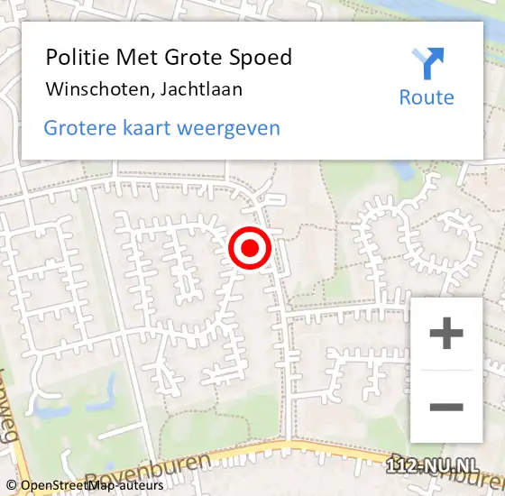 Locatie op kaart van de 112 melding: Politie Met Grote Spoed Naar Winschoten, Jachtlaan op 25 november 2021 20:20