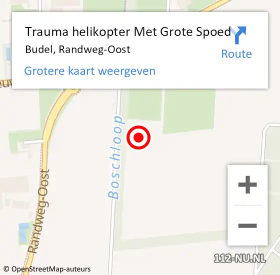 Locatie op kaart van de 112 melding: Trauma helikopter Met Grote Spoed Naar Budel, Randweg-Oost op 25 november 2021 20:57