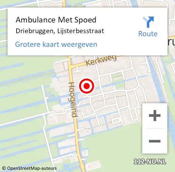 Locatie op kaart van de 112 melding: Ambulance Met Spoed Naar Driebruggen, Lijsterbesstraat op 25 november 2021 21:50