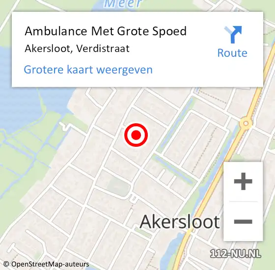 Locatie op kaart van de 112 melding: Ambulance Met Grote Spoed Naar Akersloot, Verdistraat op 25 november 2021 22:09