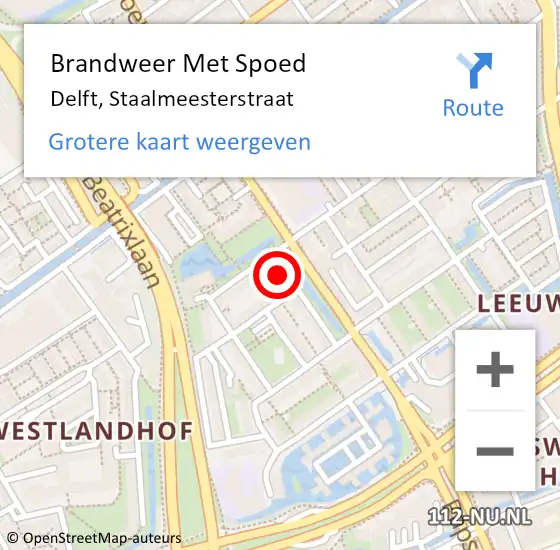 Locatie op kaart van de 112 melding: Brandweer Met Spoed Naar Delft, Staalmeesterstraat op 25 november 2021 22:15