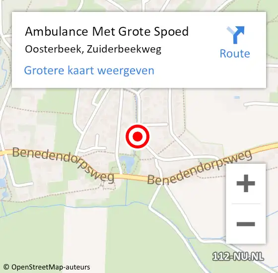 Locatie op kaart van de 112 melding: Ambulance Met Grote Spoed Naar Oosterbeek, Zuiderbeekweg op 25 november 2021 23:32